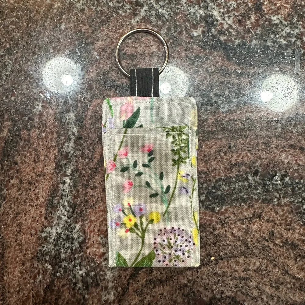 Handmade lip balm holder keychain- floral print